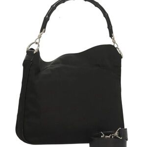 Gucci EUC Black Shoulder Bag with Bamboo Handle, COA and Dusty w/ COA